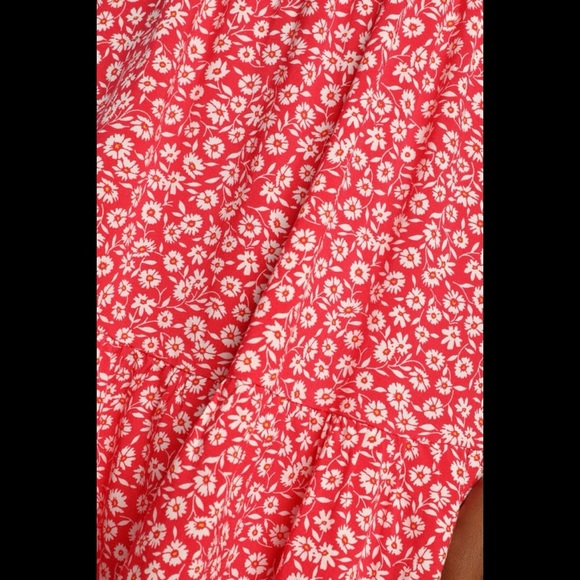 NWT LULUS Daisy About You Red Floral Print Tie-Strap Mini Dress - Picture 6 of 10
